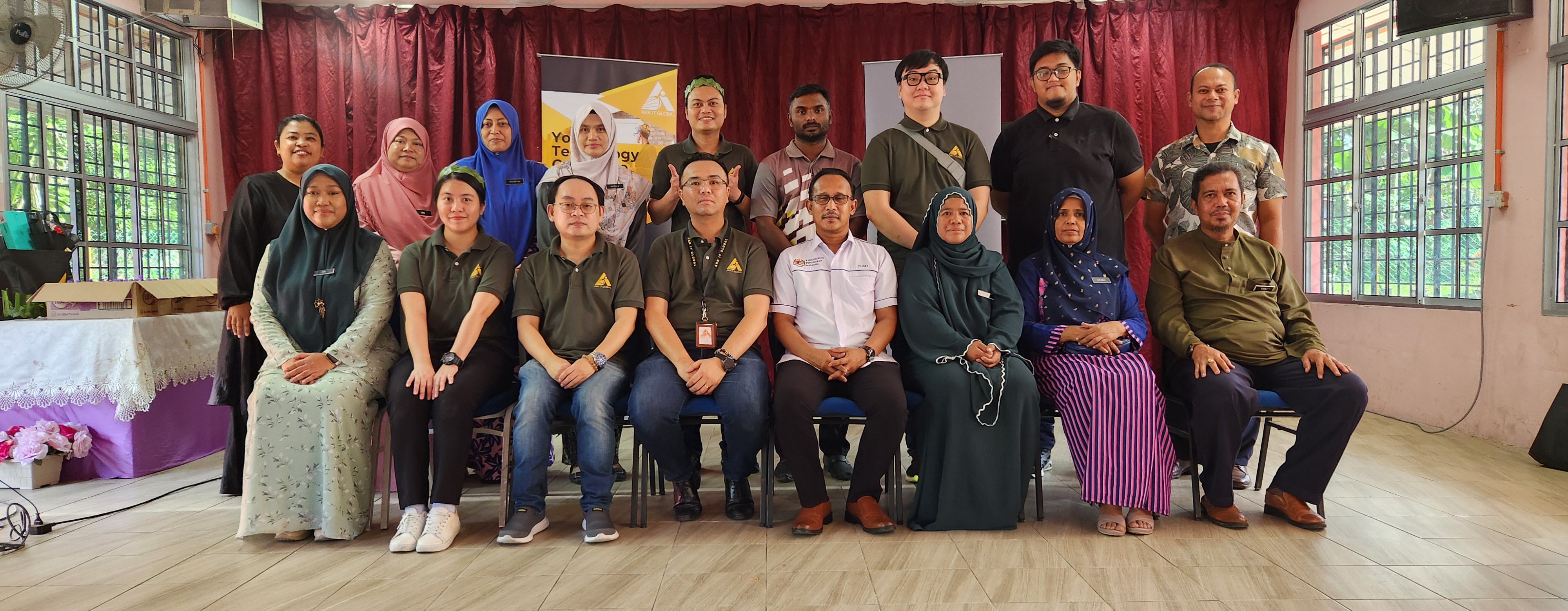 Group Photo inside hall with Teachers at Sekolah Kebangsaan Ayer Denak